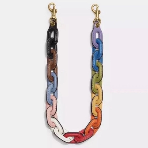Coach Accessories - COACH Rainbow PRIDE Leather
Covered Short Chain Strap
Authentic Multicolor